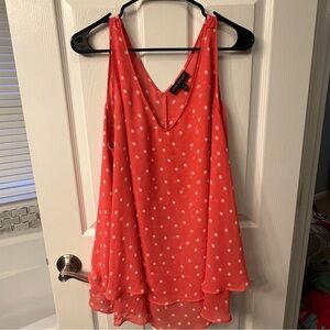 Lane Bryant Coral Polka Dot Blouse